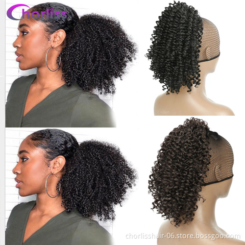 Wholesale Chorliss 130g Natural Color Wavy Ponytail For Women And Kids Curly Short Drawstring Ponytail Hair Synthetic Extensions